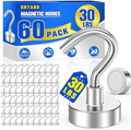 Grtard 60 Pcs Silver Magnetic Hooks Heavy Duty, 30 LBS Strong Magnet Hooks by Grtard
