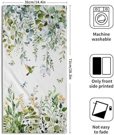 Spring Eucalyptus Leaves Kitchen Towels 14"x28" Set of 2 Green Botanical - Image 2