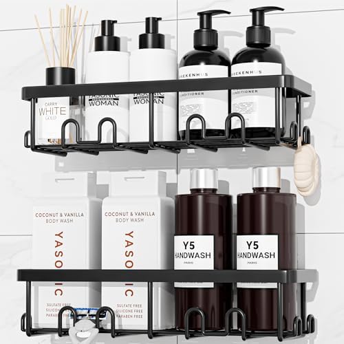YASONIC Shower Caddy Adhesive, Rustproof Shower Organizer, Wall Shower Rack by YASONIC