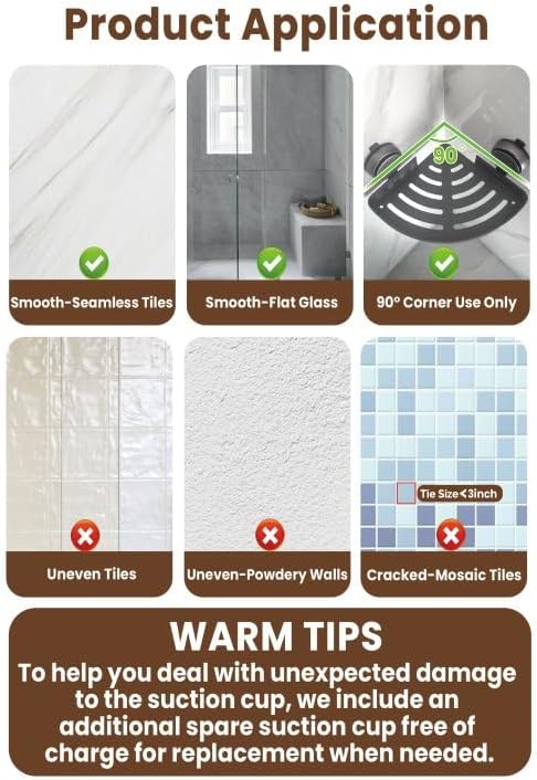 Corner Shower Caddy Suction Cup, Shower Shelves - Image 3