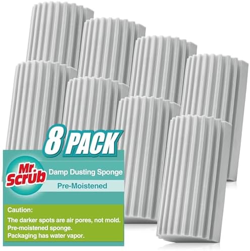 8 Pack Damp Dusting Sponge Duster, Reusable Household Cleaning Sponge Tool by MrScrubCleaninghelpers