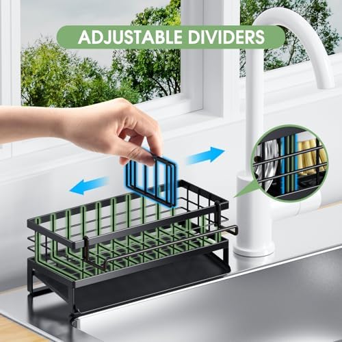 Self-Draining Kitchen Sink Caddy, Rustproof Non-Slip Metal Sponge Holder - Image 5