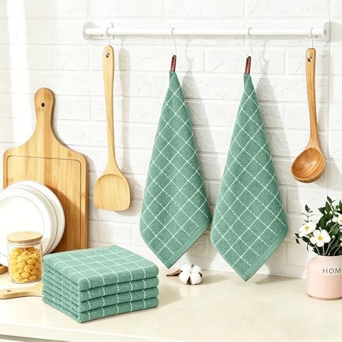 QUILTINA Kitchen Towels 6 Pack, 12 x 12 Inches, 100% Cotton Checkered Designed - Image 2