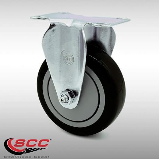 Service Caster Brand Replacement Caster for Uline Caster H-7448R - Stainless Steel Rigid Top Plate Caster with 4 Inch Black Polyurethane Wheel - Fits Carts and Platform Trucks H-3352