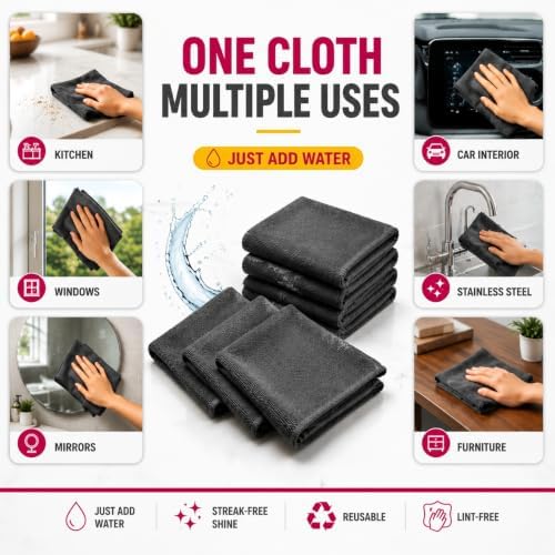 Genie Cloth Magic Cloth, 6 Pack Microfiber Rags, Streak-Free Shine - Image 5