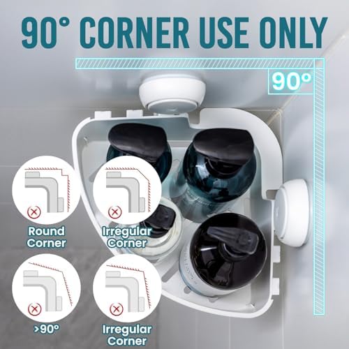 TAILI Corner Shower Caddy with Suction Cups, Wall Mounted Organizer Plastic Rack - Image 2