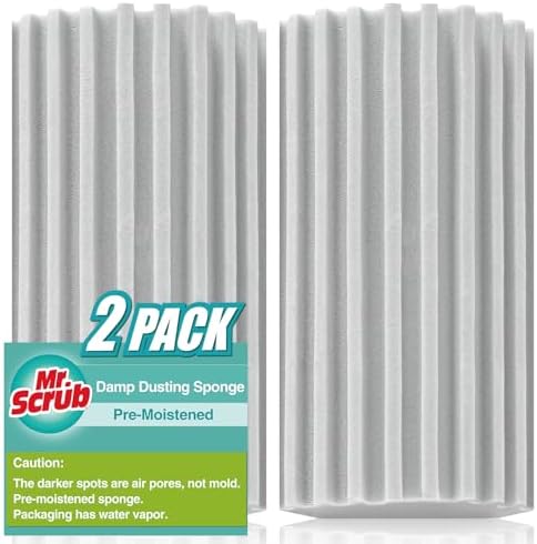 Damp Dusting Sponge Duster, 2 Pack Grey Dust Cleaning Sponge, Reusable by MrScrubCleaninghelpers