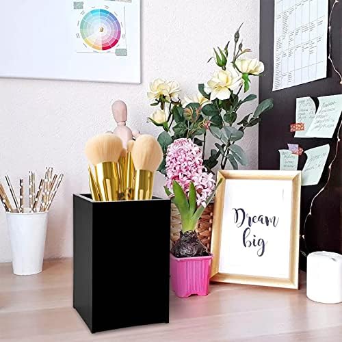 2 Pack Black Acrylic Pencil Pen Holder Cup, Desk Accessories Holder, Makeup - Image 4