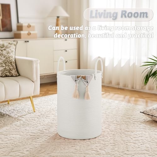 Artfeel Laundry Basket, Woven Cotton Rope Laundry Hamper, 40L - Image 2