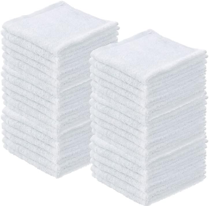 Superio Terry Cloth Rags White Washcloths 100% Cotton 12" Cleaning Cloths by Superio