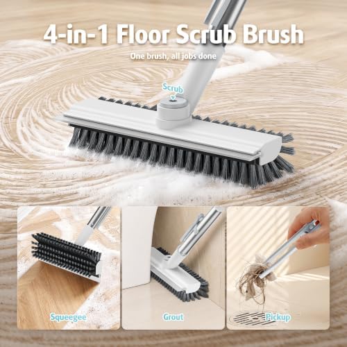 AIR U+ Floor Scrub Brush with Long Handle, 4 in 1 Floor Scrubber & Squeegee - Image 4