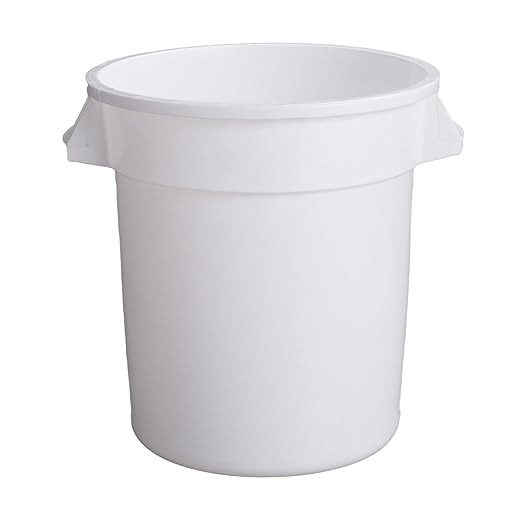 PRO&Family Commercial Round Trash Can, Ingredient Bin, Heavy-Duty Plastic, Anti-Static, Kitchen, Office, Outdoor Use (White, 20 Gallon)