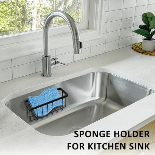 SHFKS Sponge Holder for Kitchen Sink Suction, Dish Sponge Holder-Black - Image 4