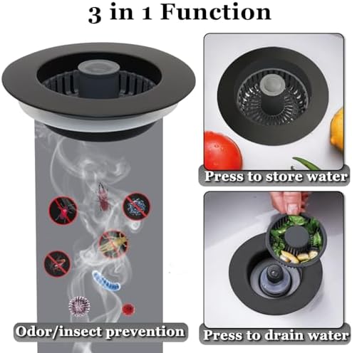 BAOLSLS 3 in 1 Kitchen Sink Stopper, Pop Up Kitchen Sink Drain Strainer - Image 2