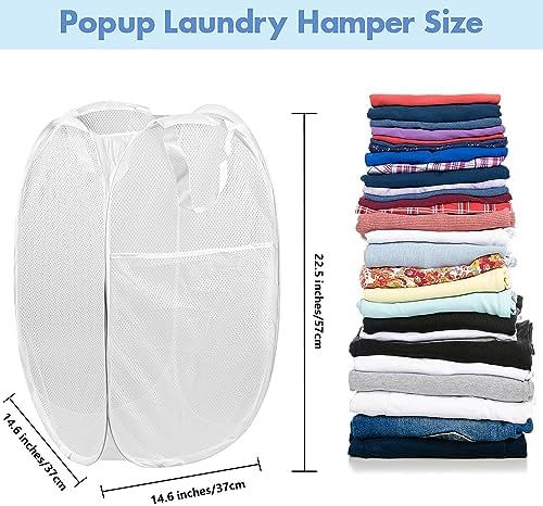 2 Pack Pop Up Laundry Hampers, 70 L Collapsible Foldable Mesh Basket - Image 2