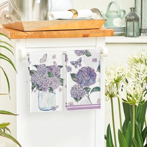 Artoid Mode Purple Hydrangea Vase Butterfly Spring Kitchen Towels Dish Towels - Image 4