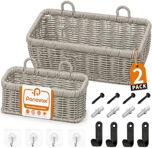 Wall Hanging Baskets, 2 Pack Woven Wicker Baskets by Panovox