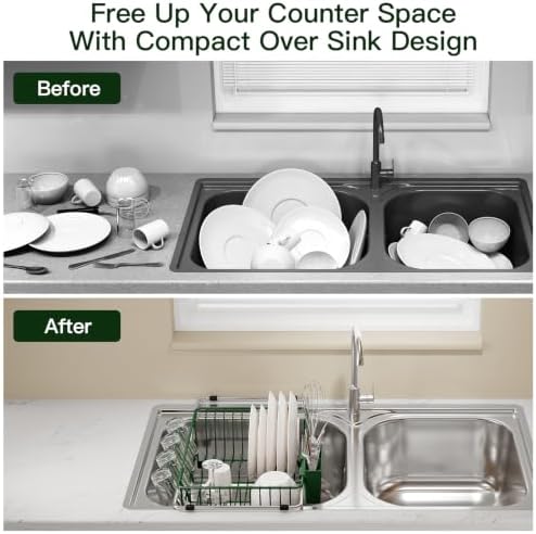 MAJALiS Green Dish Drying Rack Over Sink - Image 2