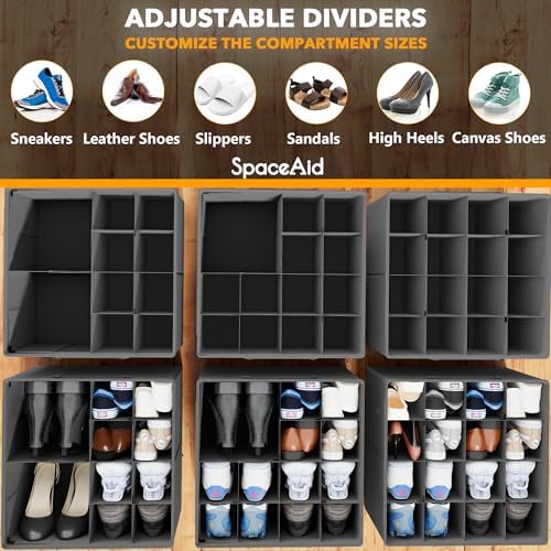 SpaceAid Shoe Organizer for Closet, 2 Pack Foldable Shoe Storage Containers - Image 3