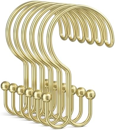Bathway Gold Shower Curtain Hooks Ring, Rust Proof Metal Shower Hooks by Bathway