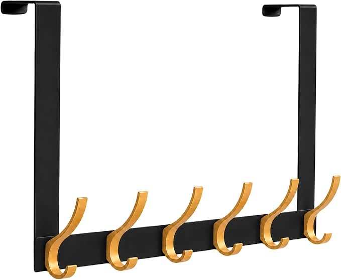 Peasulin Over The Door Hooks, 1 Pack Black 11" Long Door Hanger Rack | by Peasulin