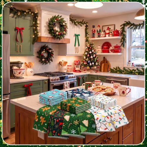 Mindsoft 36 Pcs Christmas Reusable Paper Towels Rolls Washable Bulk Christmas - Image 6