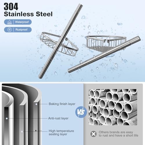 Corner Shower Caddy Tension Pole 4-Tier 47-121 Adjustable Stainless Steel - Image 4