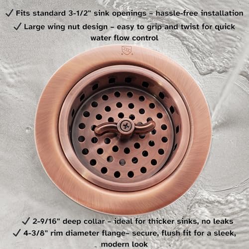 Westbrass A213-11 3-1/2" Wing Nut Twist Style Large Kitchen Sink Basket Strainer - Image 4
