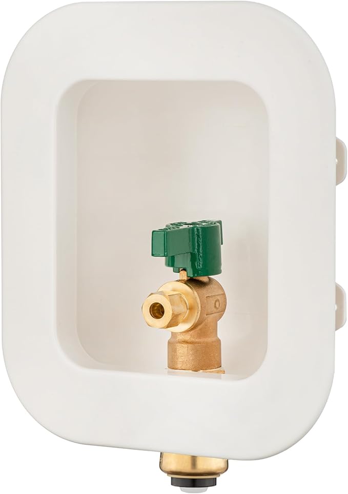 (1 Pack) Lidertik 1/2 inch Push-to-Connect Pre-Assembled Ice Maker Outlet Box Valve 1/4 inch Recessed Refrigerator Water Line Wall Box with Shut Off Valve LI-ZBQH-550-LK