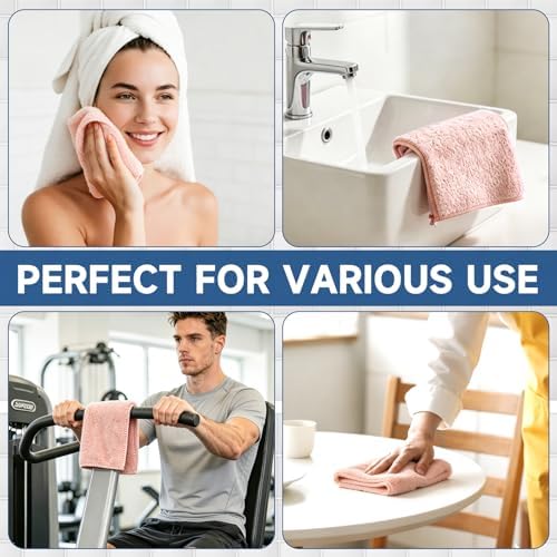 TEAWOO Coral Velvet Nude Pink Washcloths 12 Pack, Highly Absorbent and Soft - Image 6