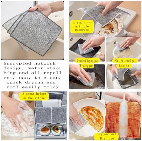 Double layer metal wire scratch free cloth, dry and wet dual-purpose metal wire - Image 5