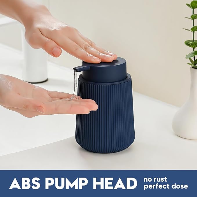 YAUKPH Striped Liquid Hand Soap Dispenser Navy Blue | - Image 3