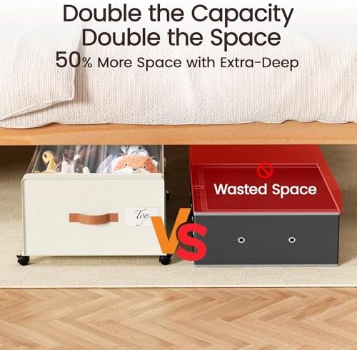 Yecaye 95L Under Bed Storage Containers, Fits 11" Under Bed, 2 Pack - Image 4