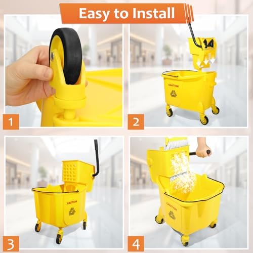 38 Qt Commercial Bucket with Side Press Wringer on Wheels, Including 1 - Image 7