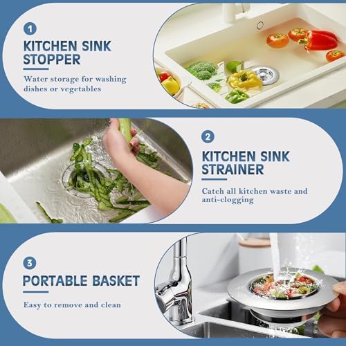 TGOSOMT Kitchen Sink Drain Strainer Stopper, Anti-Clog & Quick Drain - Image 6