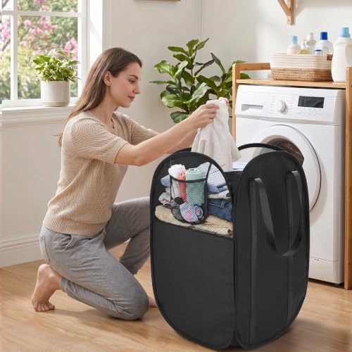 100L Collapsible Laundry Baskets, Easy Carry Foldable Clothes Hamper - Image 2