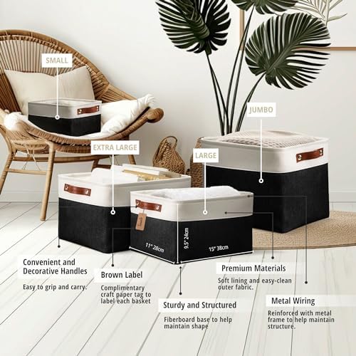 DECOMOMO Storage Bins, Extra Large Fabric Storage Baskets - Image 5