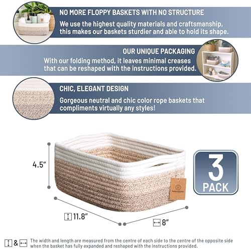 NaturalCozy 11.8"x8"x4.5” Storage Baskets - Image 2