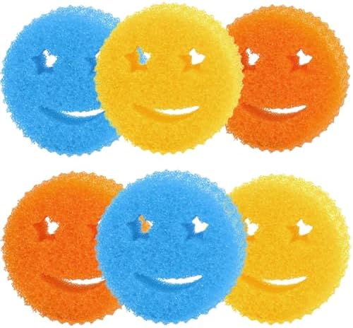 Dish Scrub Sponges, Non-Scratch Temperature Controlled Smiley Color Sponge by HELIME