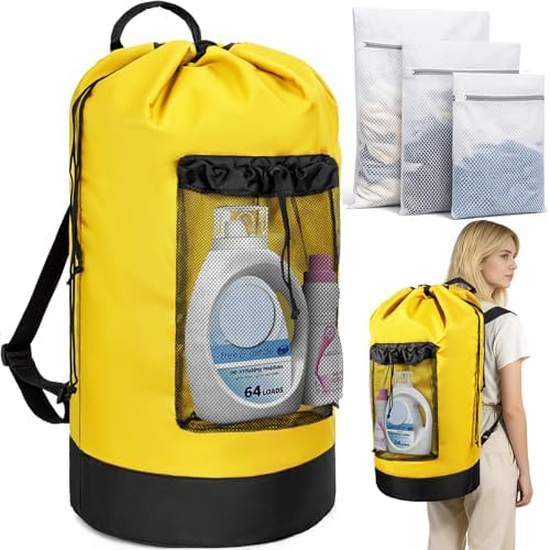 150L Laundry Bag Backpack with 3 Sizes Mesh Wash Bags and Shoulder Straps by WELIDAY