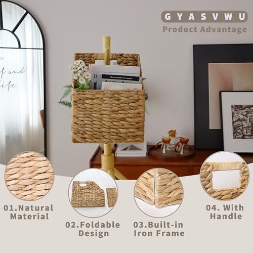 GYASVWU Foldable Water Hyacinth Hanging Baskets, Collapsible Wicker Wall Baskets - Image 2