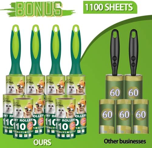 Extra Sticky Lint Rollers for Pet Hair, 1100 Sheets Total, Upgraded 4 Handles - Image 3