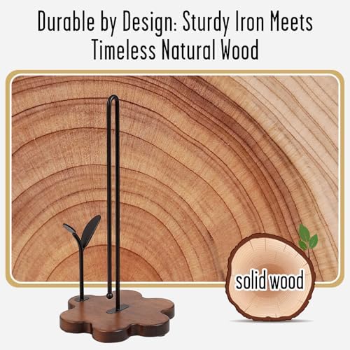 Wooden Paper Towel Holder Countertop, Floral Base - Image 3