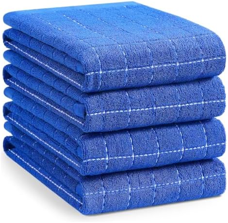 Homaxy 100% Cotton Terry Kitchen Towels, Large 4 Pack by Homaxy