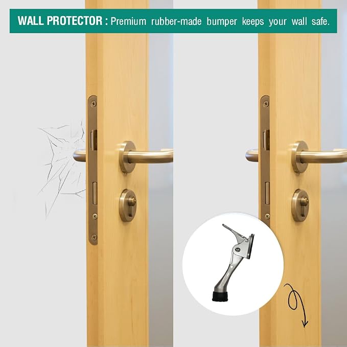 HASHI 4 Inch Kickdown Door Stopper, One Touch Step-On Door Holder, Adjustable - Image 4