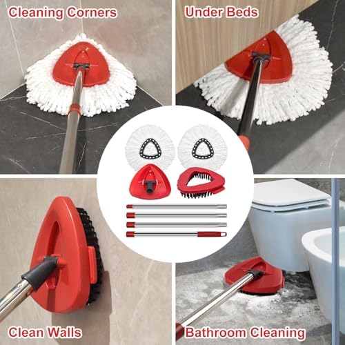 Spin Mop Handle Mop Heads Mop Base Mop Scruby Brush Replacement Sets Combo - Image 4