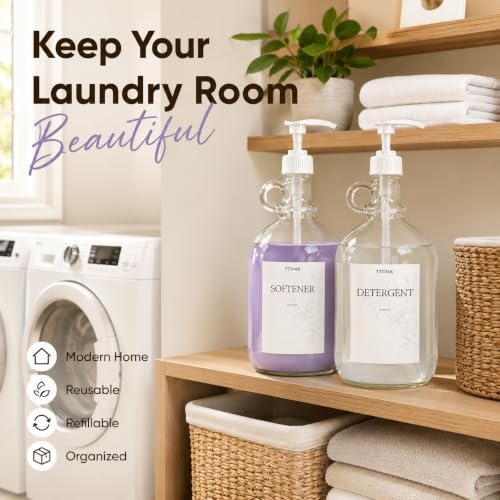 2 Pack Glass Laundry Detergent Dispensers, 128 oz One Gallon Bottles - Image 6