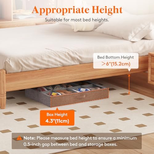 Lifewit 4.3 Inches Under Bed Shoe Storage Organizer Fits 8 Pair Sneakers - Image 2