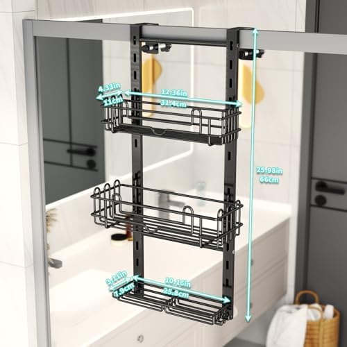 HapiRm 3 Tier Over the Door Shower Caddy, Hanging Shower Caddy - Image 6
