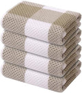 Mordimy Cotton Waffle Kitchen Towels, 4 Pack, Khaki & White by Mordimy
